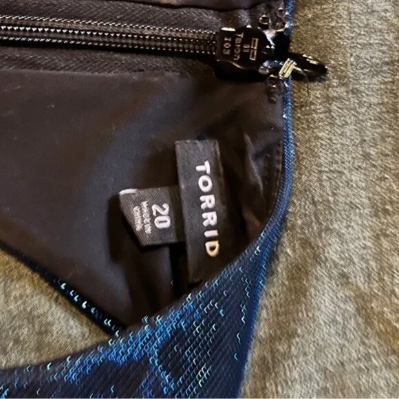 Like New Torrid Iridescent Metallic Blue Fit & Flare Racerback Skater Dress - Picture 5 of 5